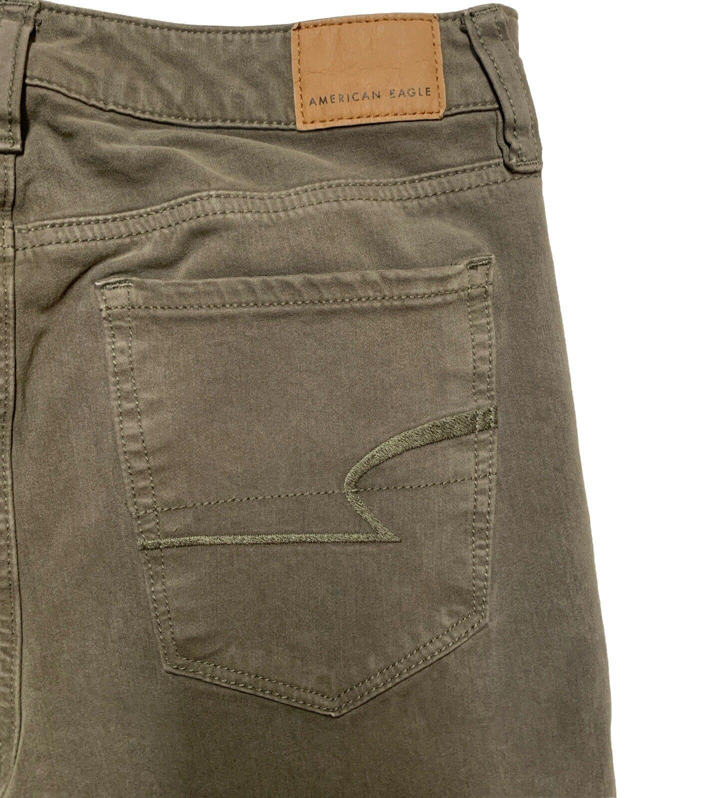 American Eagle Women's Sz 2 Reg  Grayish Green Super High Rise Stretch Jegging