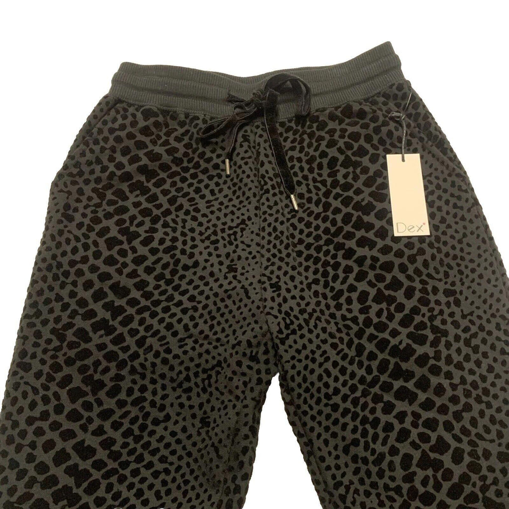 Dex Clothing Women X Small Black Leggings Jogger Pants Snake Animal Velour Print