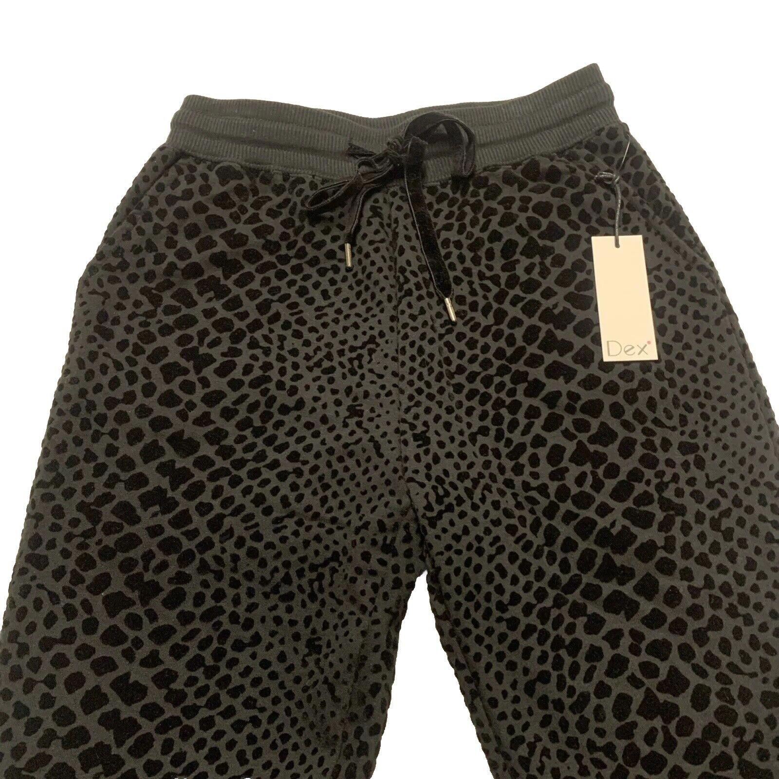 Dex Clothing Women X Small Black Leggings Jogger Pants Snake Animal Velour Print