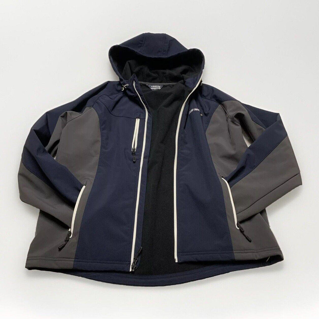 Landway Men's Medium Navy/Gray Hood Soft Shell Full-Zip Fleece Lined Golf Jacket