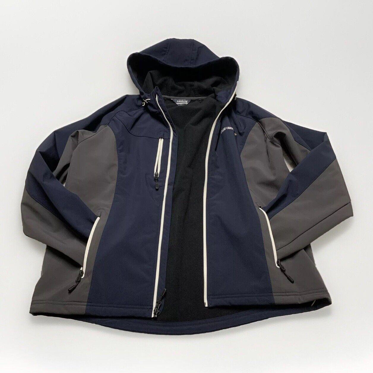 Landway Men's Medium Navy/Gray Hood Soft Shell Full-Zip Fleece Lined Golf Jacket