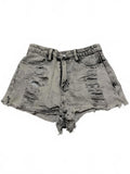 LE LIS Distressed Gray Denim Sz Small W25  Denim Shorts Mid -Rise Frayed Hem