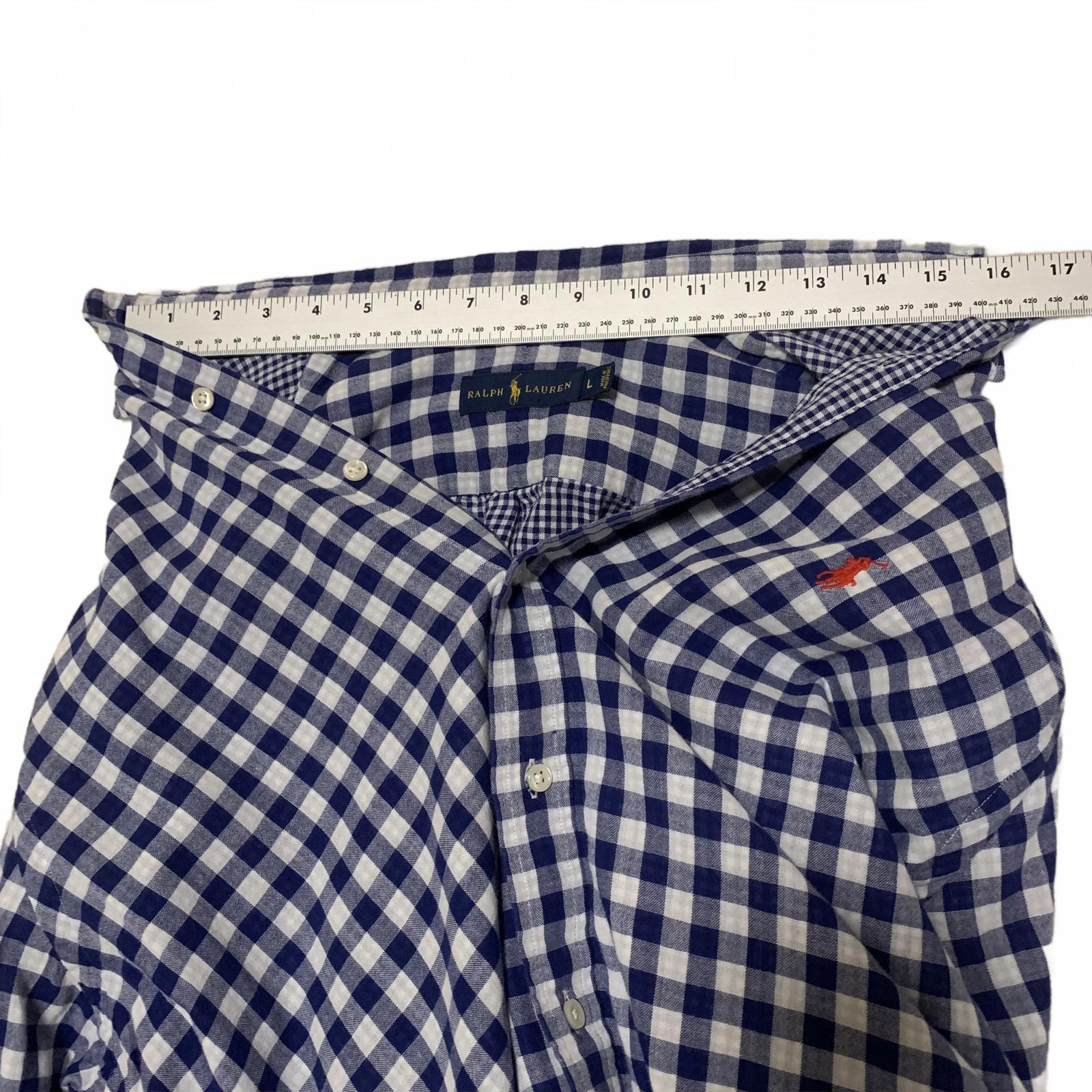 Ralph Lauren Men's Shirt Size L  Blue White Checkered Casual Button Long Sleeve