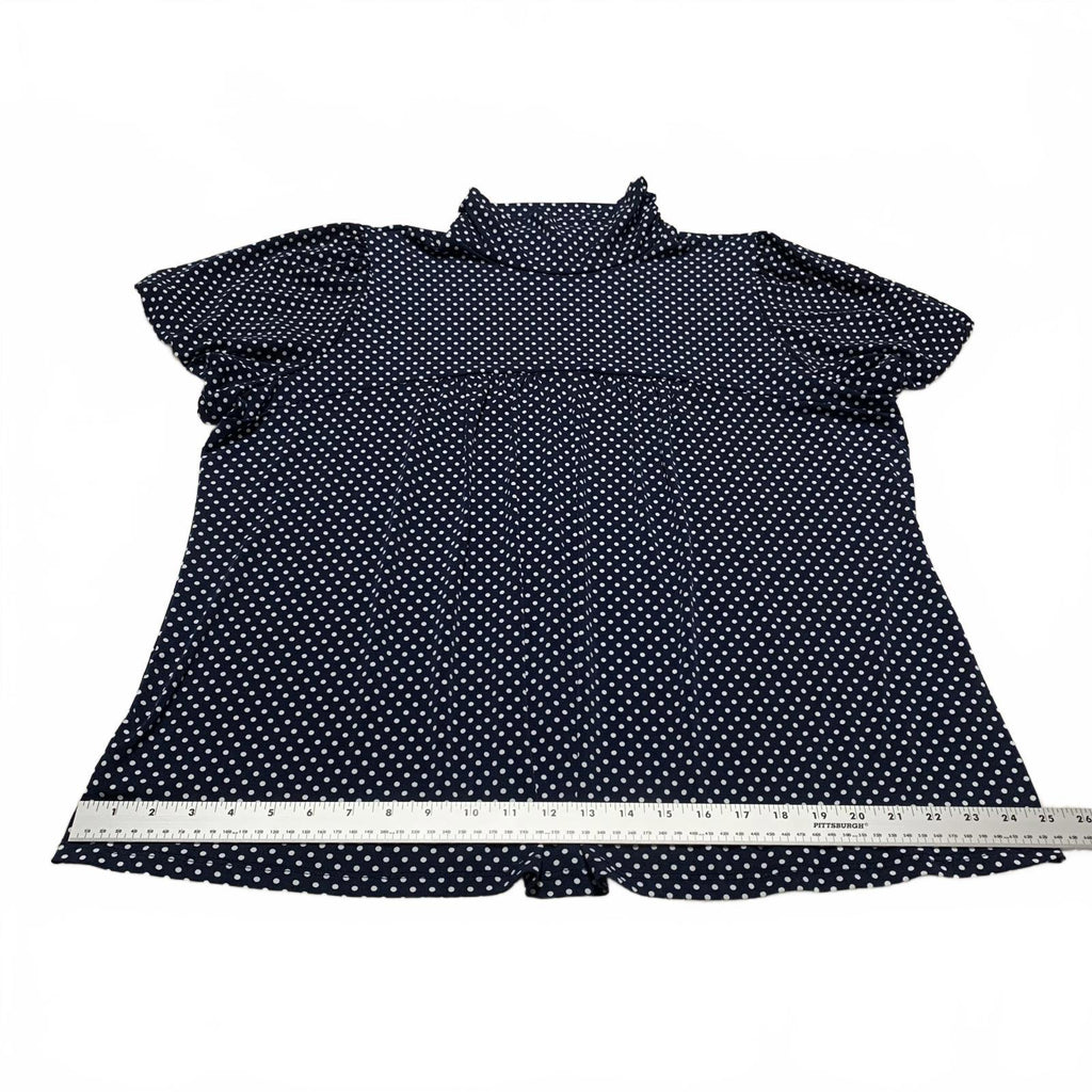 Dressbarn Women's Size 3X Navy White Polka Dot Blouse USA