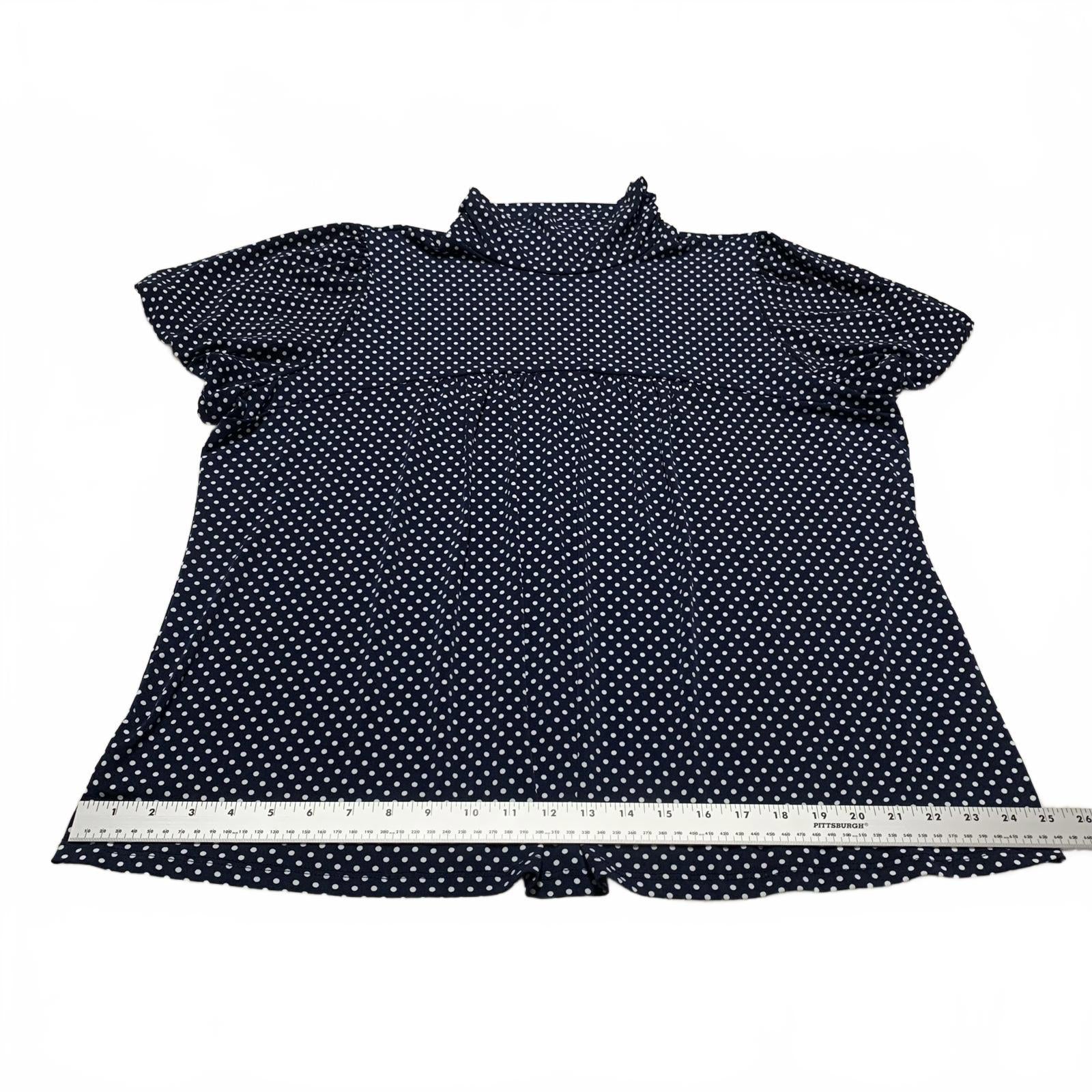 Dressbarn Women's Size 3X Navy White Polka Dot Blouse USA