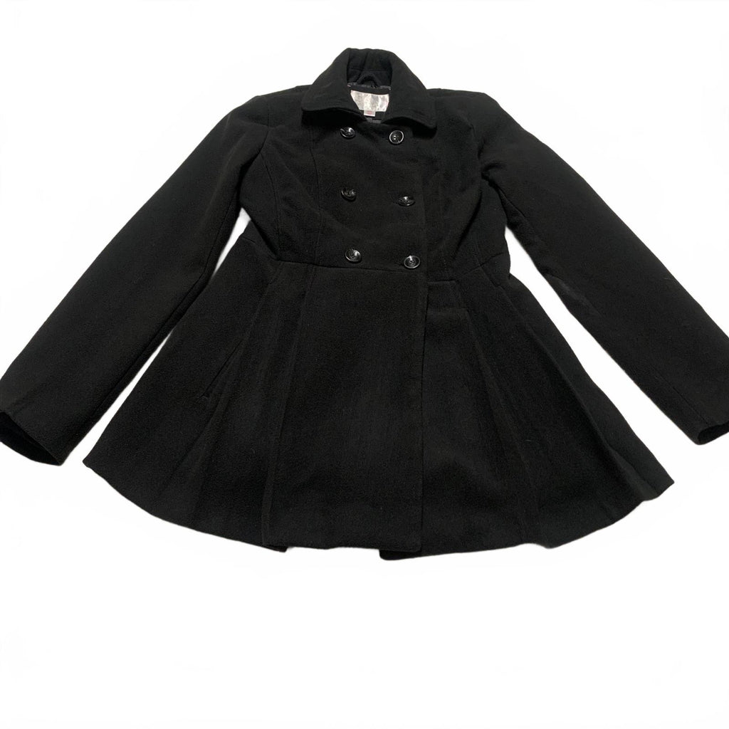 Xhiliration Women’s Size Medium Black Double-Breasted Peacoat