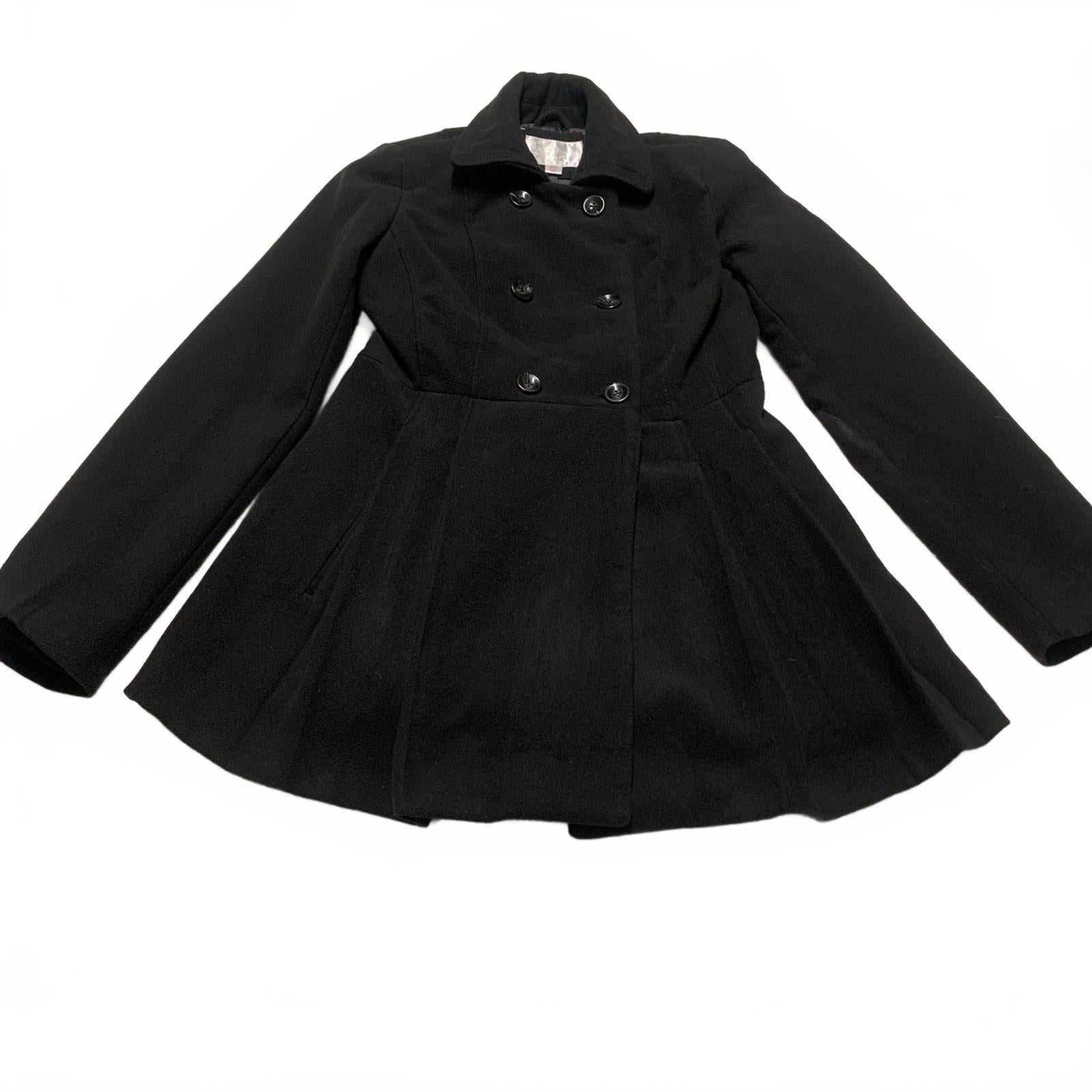 Xhiliration Women’s Size Medium Black Double-Breasted Peacoat