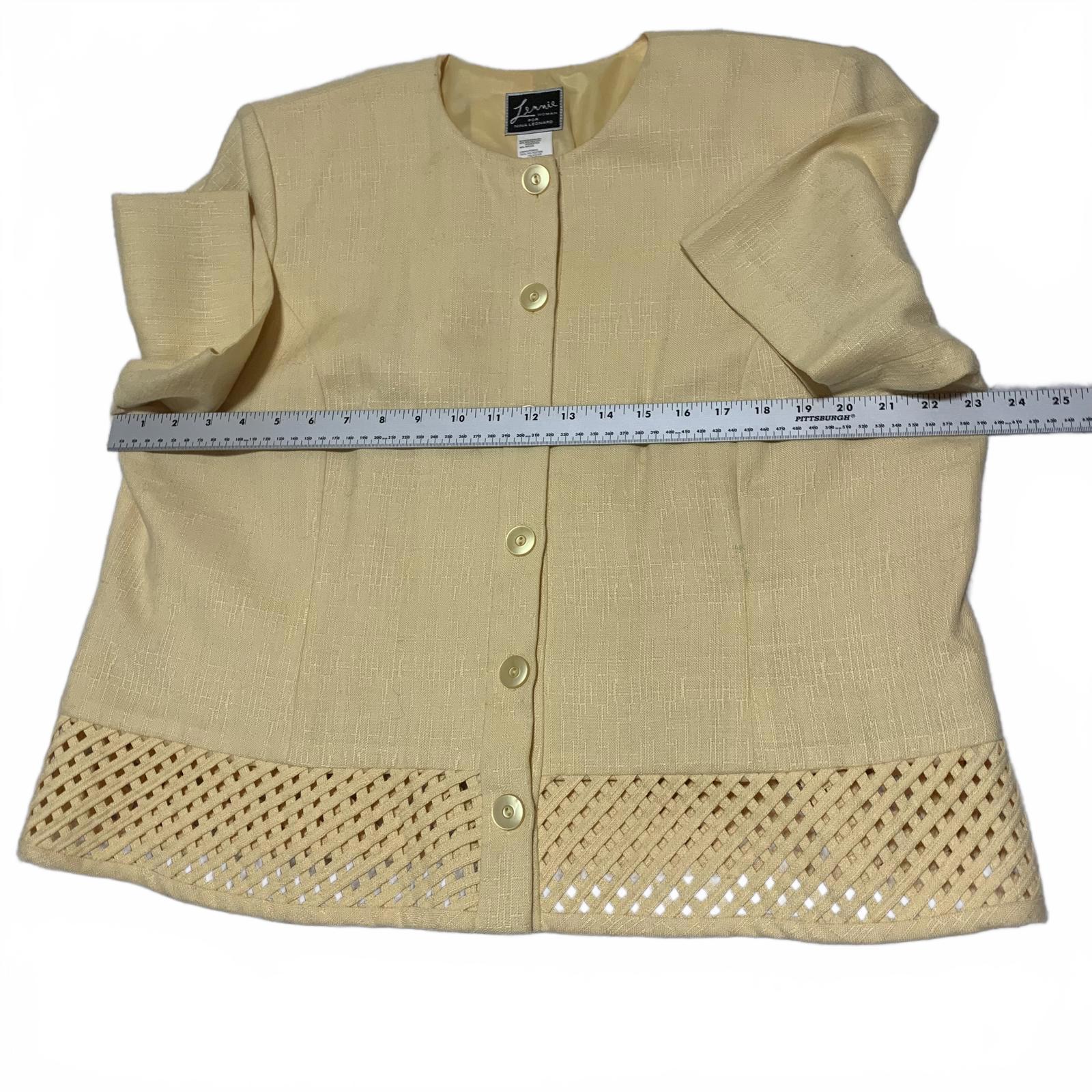 Lennie Woman for Nina Leonard Women's Size 16W Yellow Button-Up Jacket Lattice