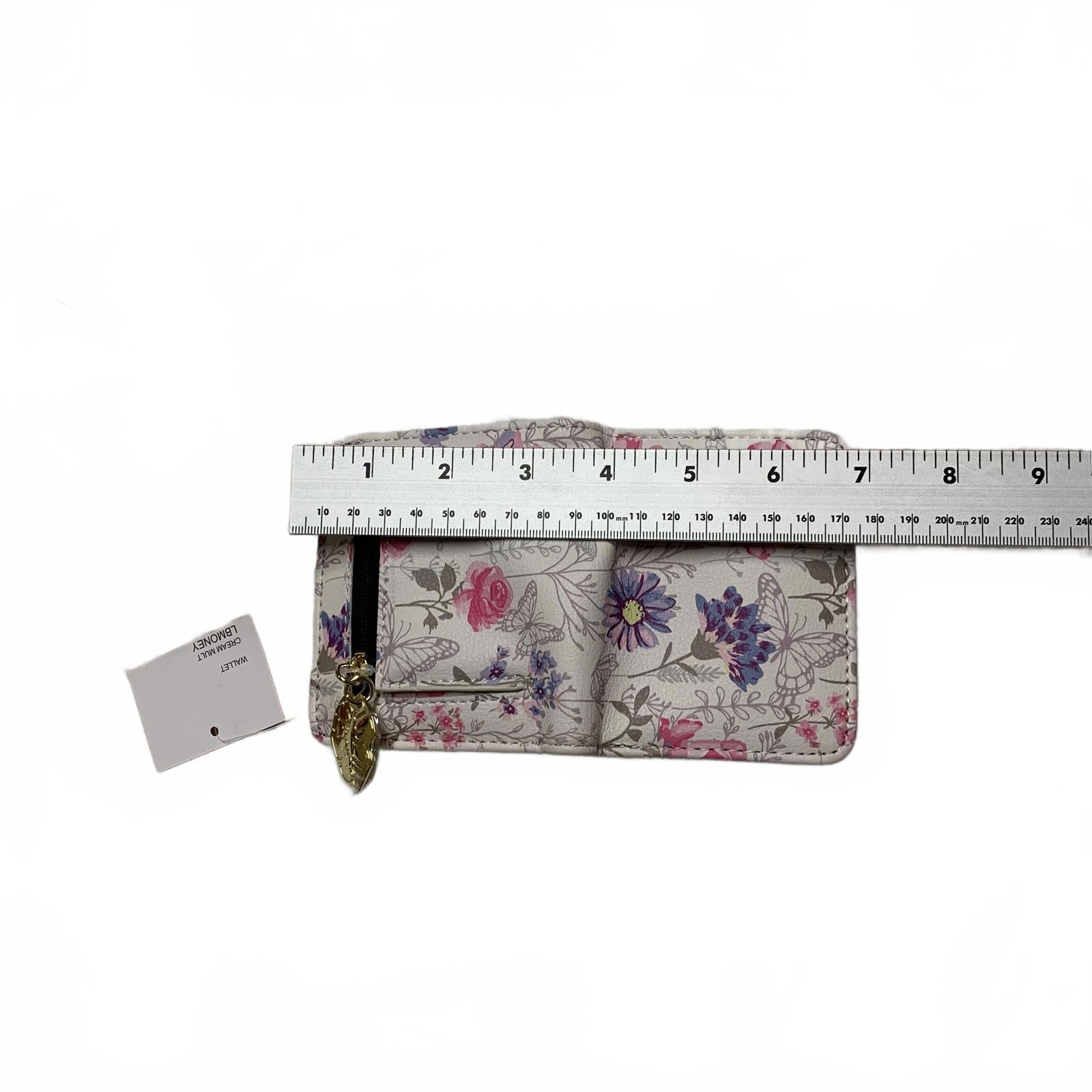Girls White Pastel Floral Pattern 3"1/4x4" Bifold Snap Wallet by LB Money