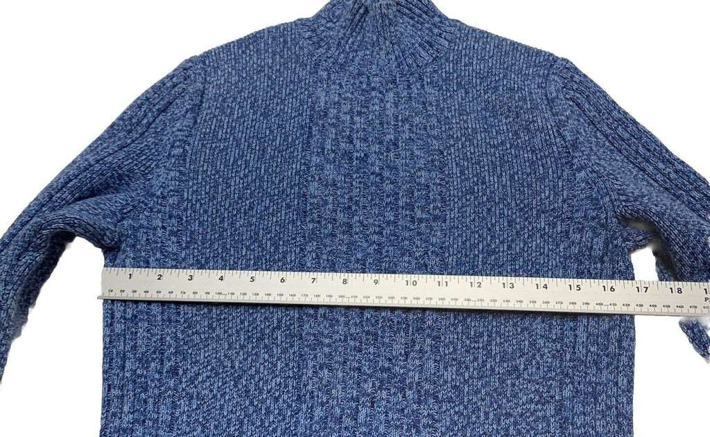Express Women’s Sweater Small Turtleneck Ribbed Cable Knit Blue Marled