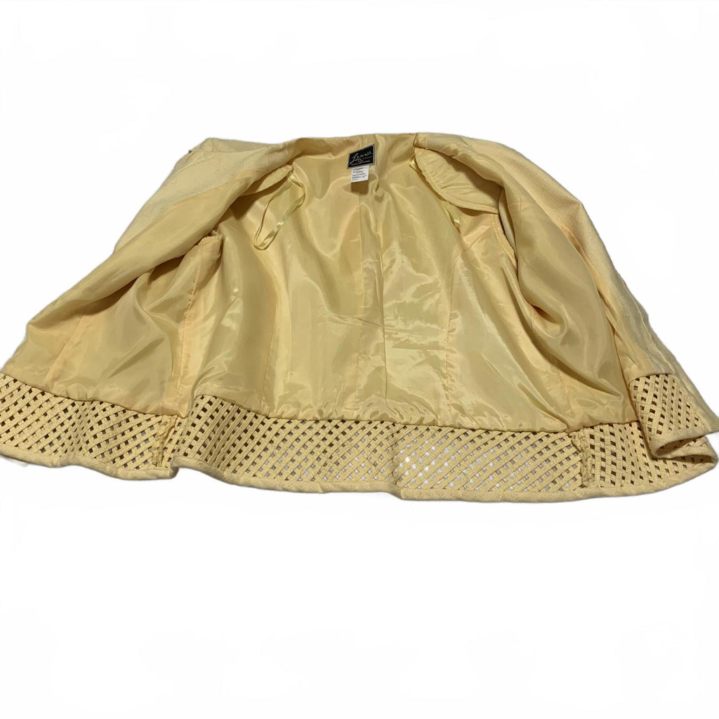 Lennie Woman for Nina Leonard Women's Size 16W Yellow Button-Up Jacket Lattice