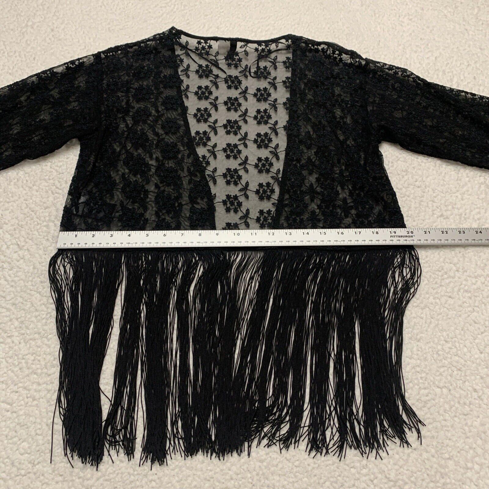 Divided H&M Women’s Size S Black Lace Fringe Shawl Ladies Scarf Boho Grunge