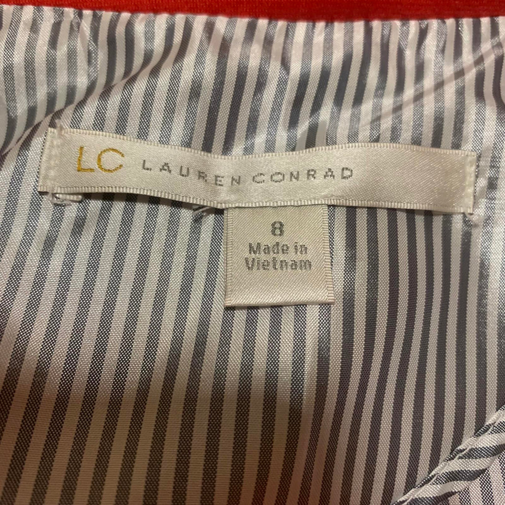 LC Lauren Conrad Women's Red Blazer Size 8 Open Front 3/4 Sleeve Stretch Jacket
