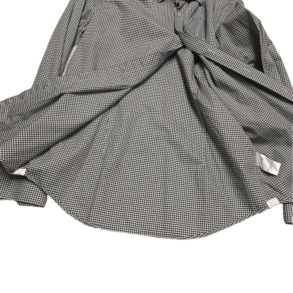 Saks Fifth Avenue Men Shirt 16 1/2 Gray Houndstooth Print Long Sleeve Button Up