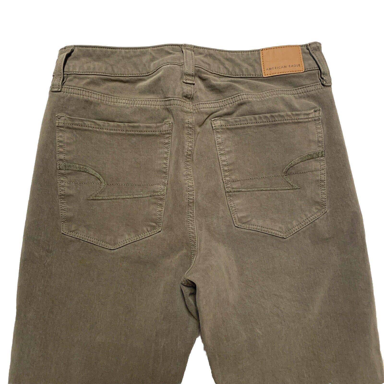 American Eagle Women's Sz 2 Reg  Grayish Green Super High Rise Stretch Jegging
