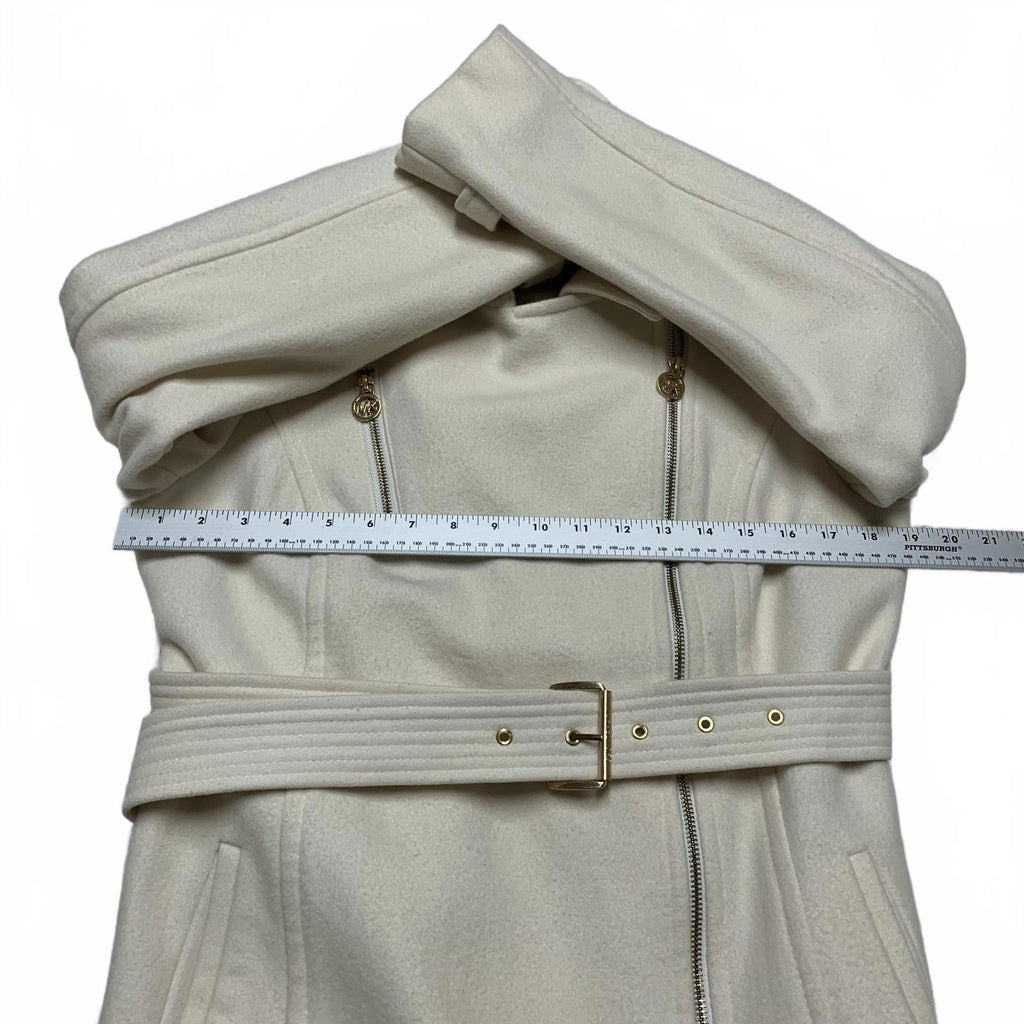 Michael Kors Women's Size 10 Cream Zipped Peacoat