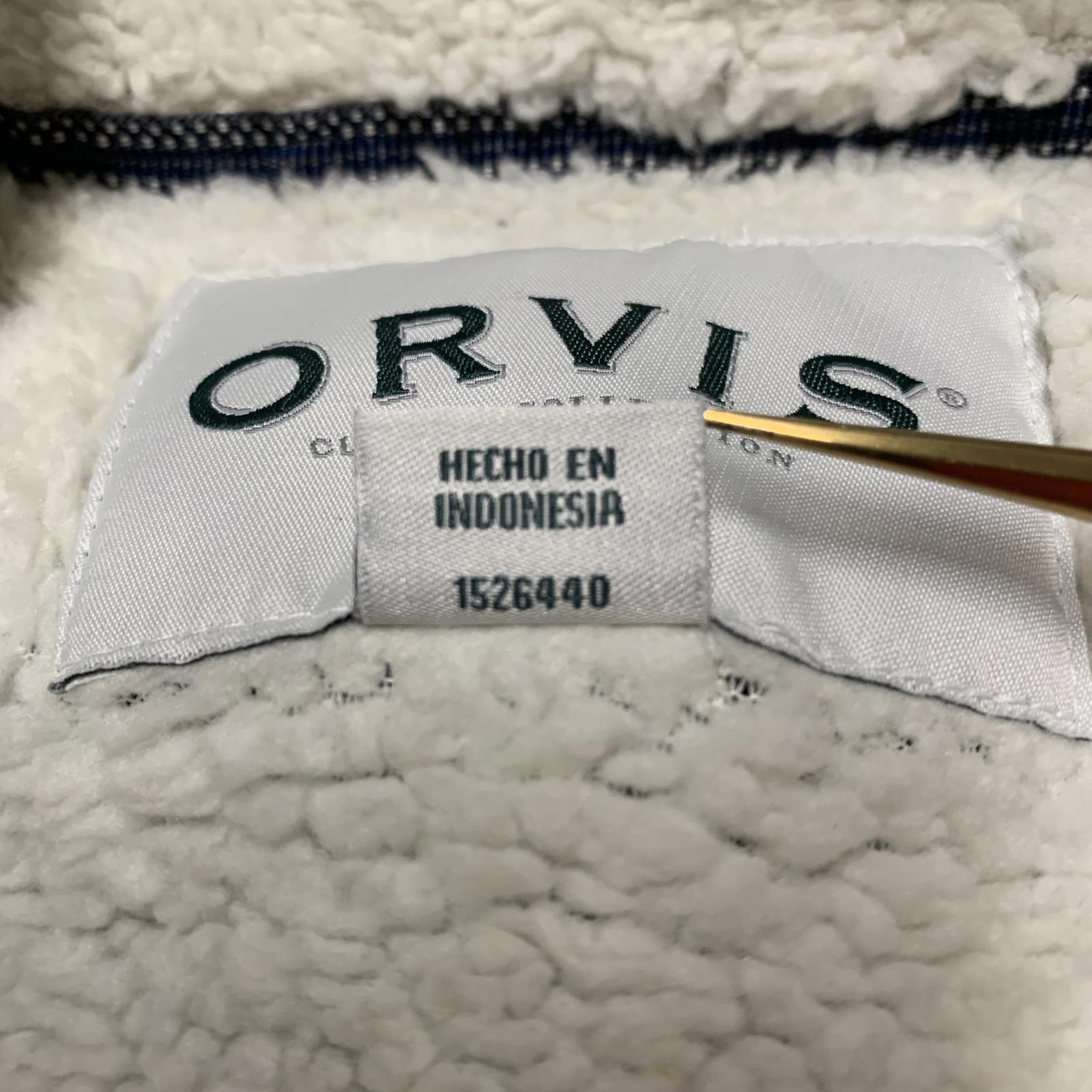Orvis Men's Size Medium Navy Blue Fleece Jacket Sherpa Lining