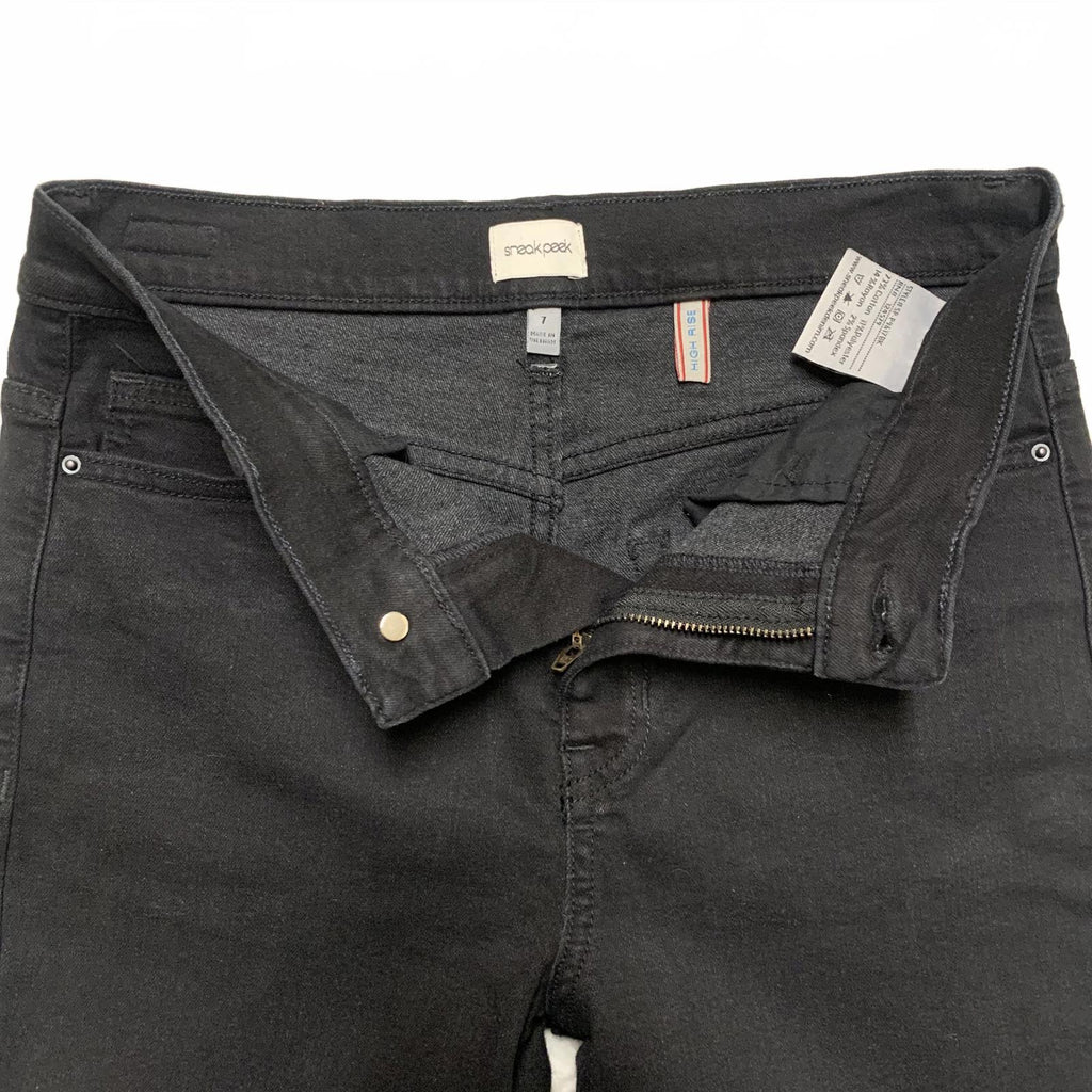 Sneak Peek Juniors Size 7 Black Wash Lace-Up Side Jeans 27.5 x 27