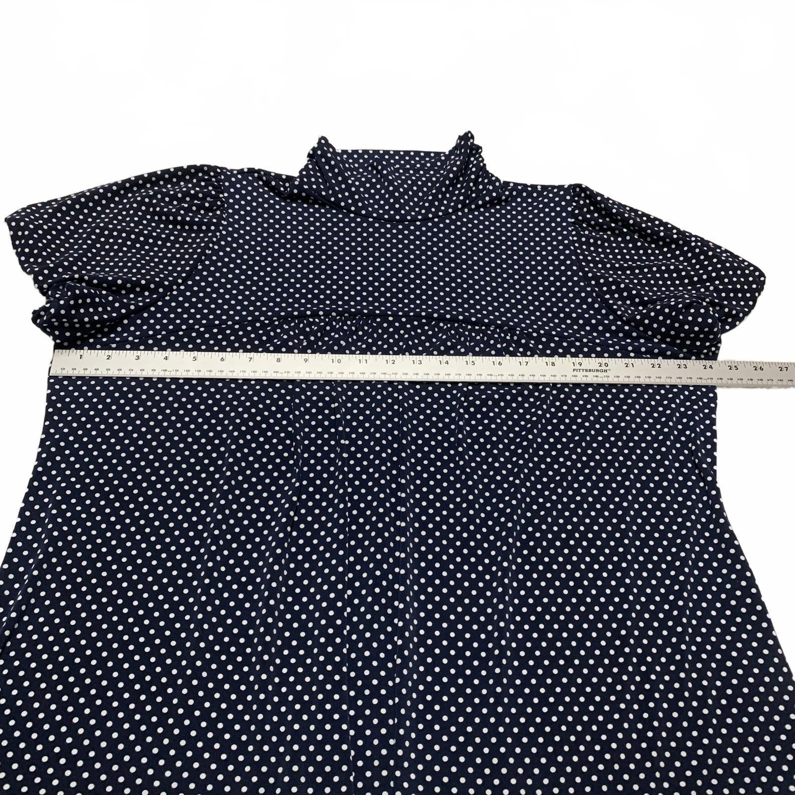 Dressbarn Women's Size 3X Navy White Polka Dot Blouse USA