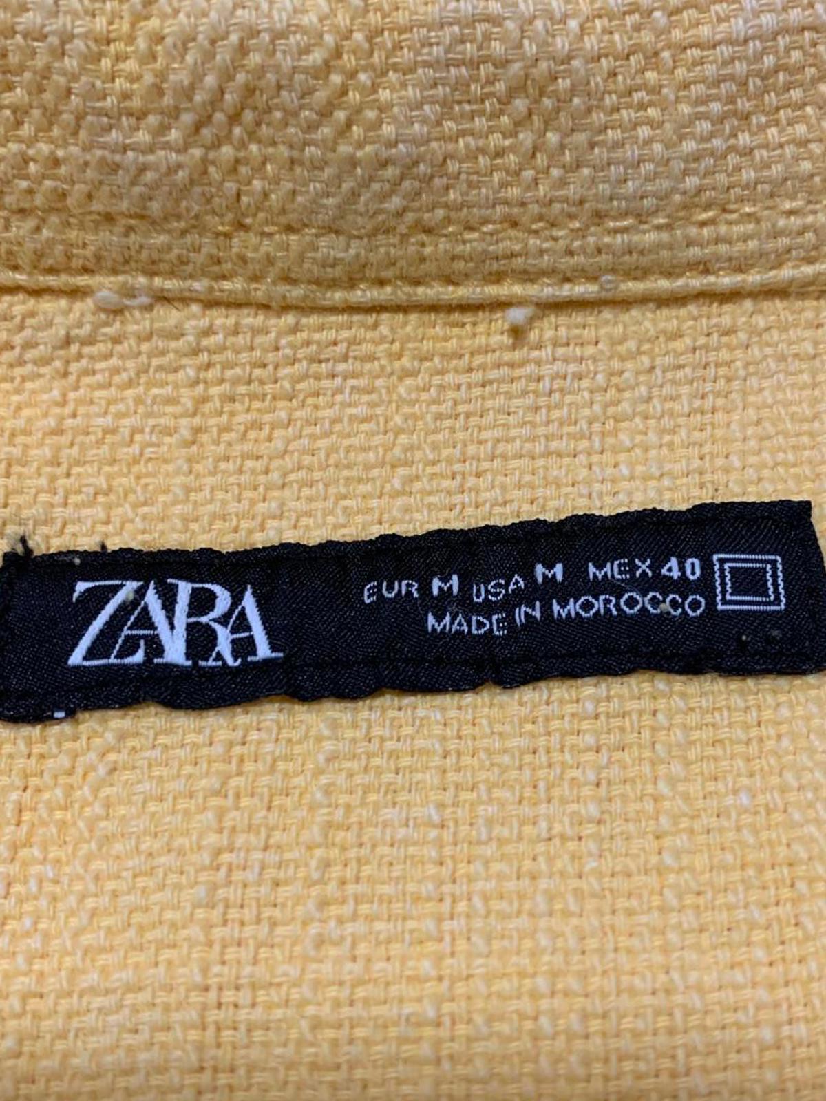 Zara Mens Size Medium Yellow Short Sleeve Button-Up Shirt
