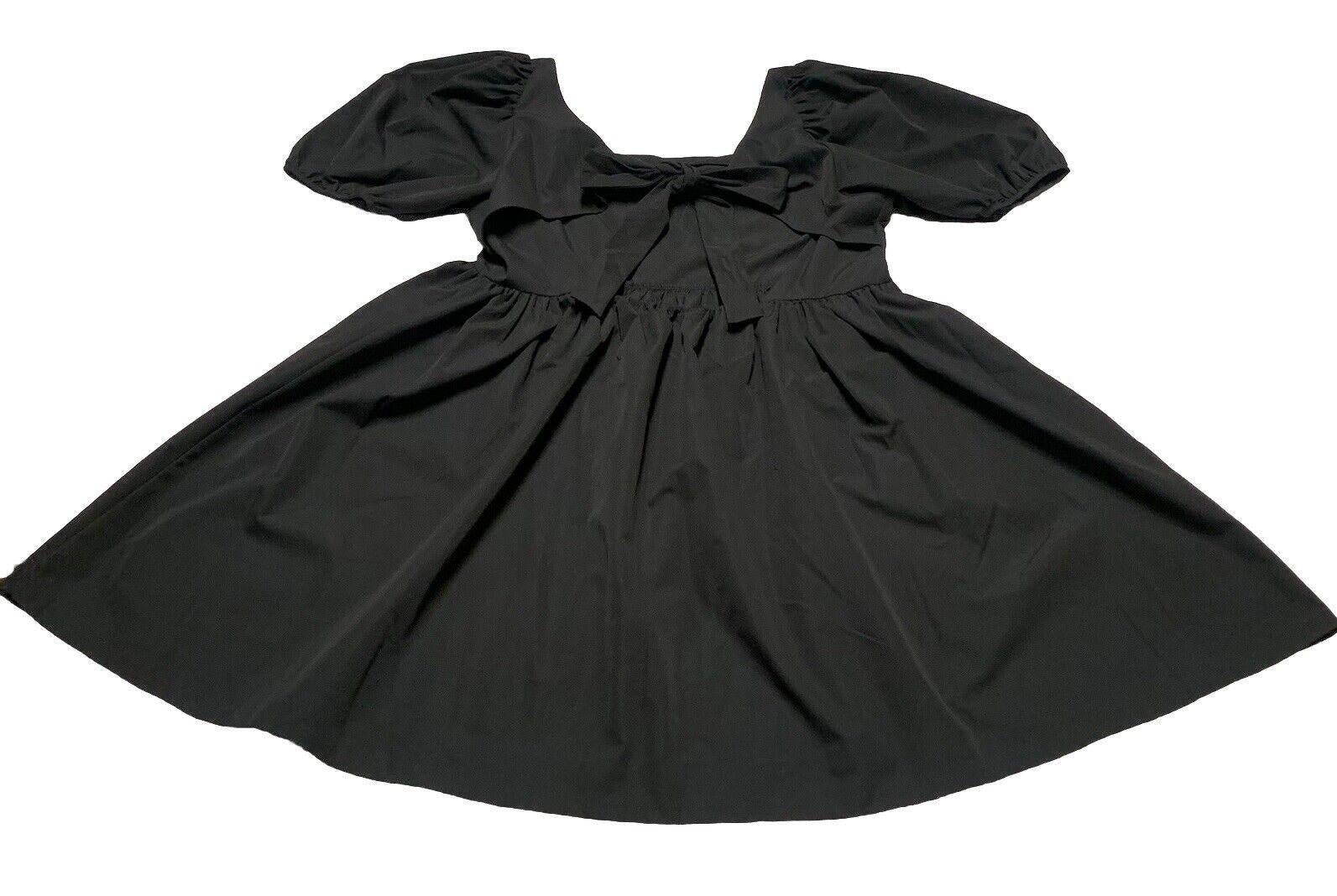 H&M Women’s Size Large Black Sun Dress Puff sleeve Vacation A-Line Cut