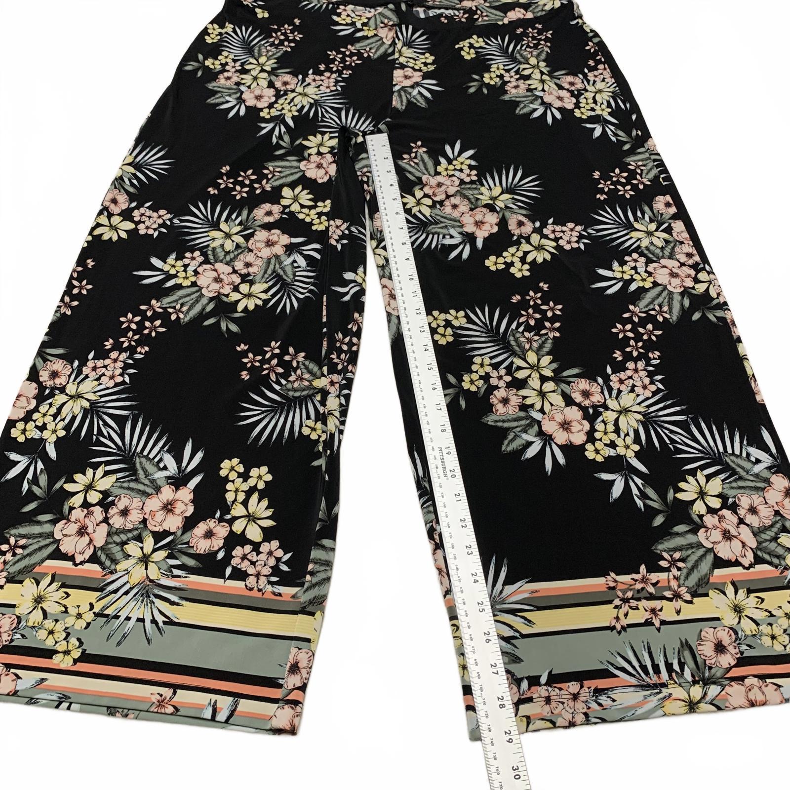 Roz & Ali Sz 3X Floral Print Wide Leg Pants Tropical Vibe W43X29 L
