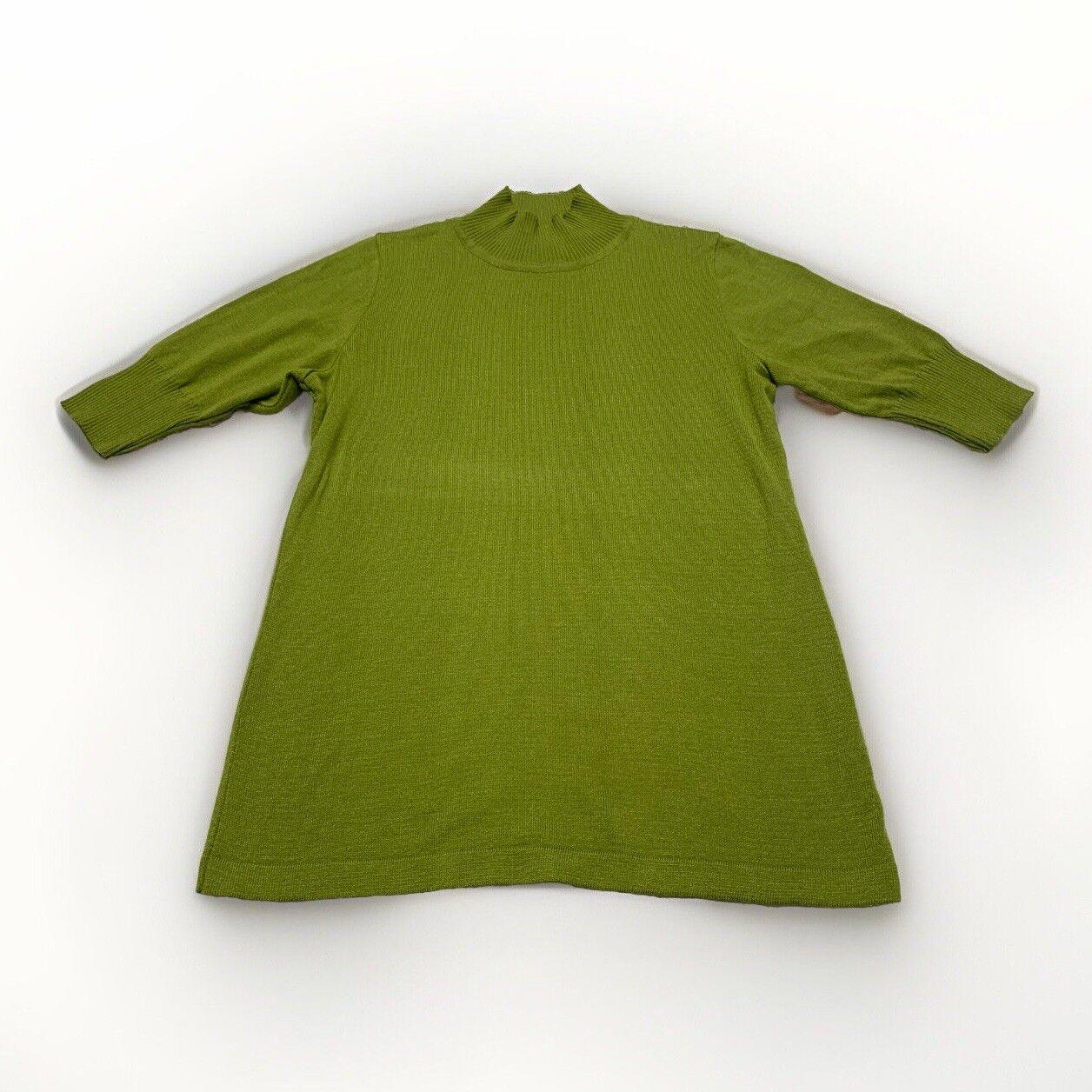 Of White Women’s Size 38 Lime Green  Half Sleeve Mock Neck Shirt Stretch Top
