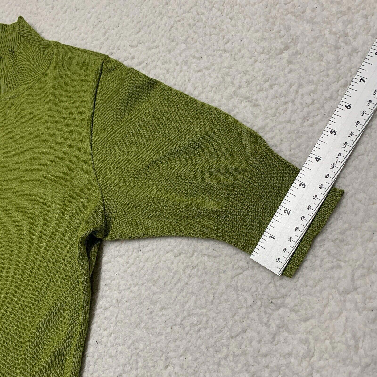 Of White Women’s Size 38 Lime Green  Half Sleeve Mock Neck Shirt Stretch Top