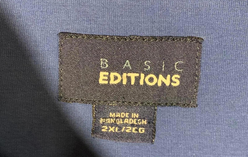 Basic Edition Men's 2XL Blue Short Sleeve Button-Up Shirt