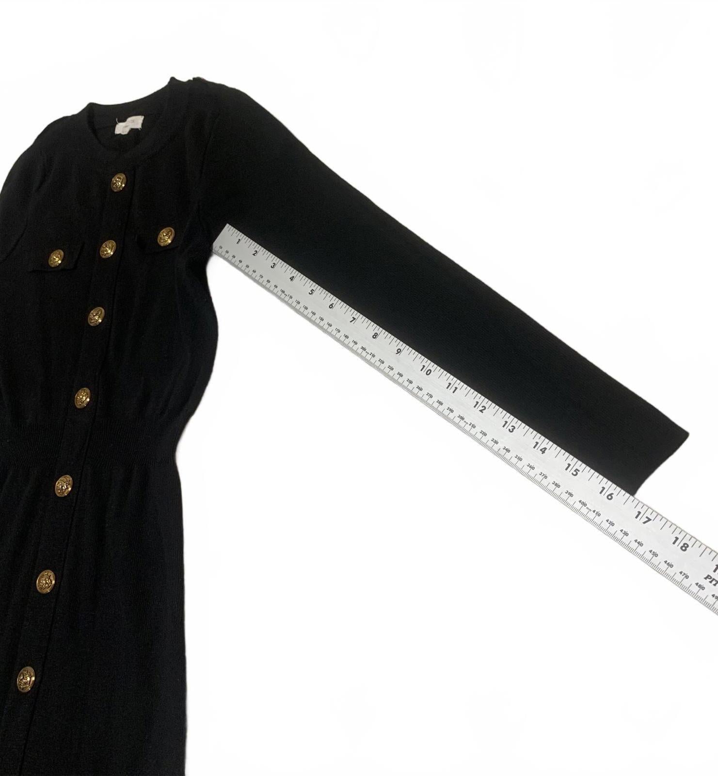 Moocci Paris Women's Size S/M Black Long Sleeve Button Front Stretch Dress