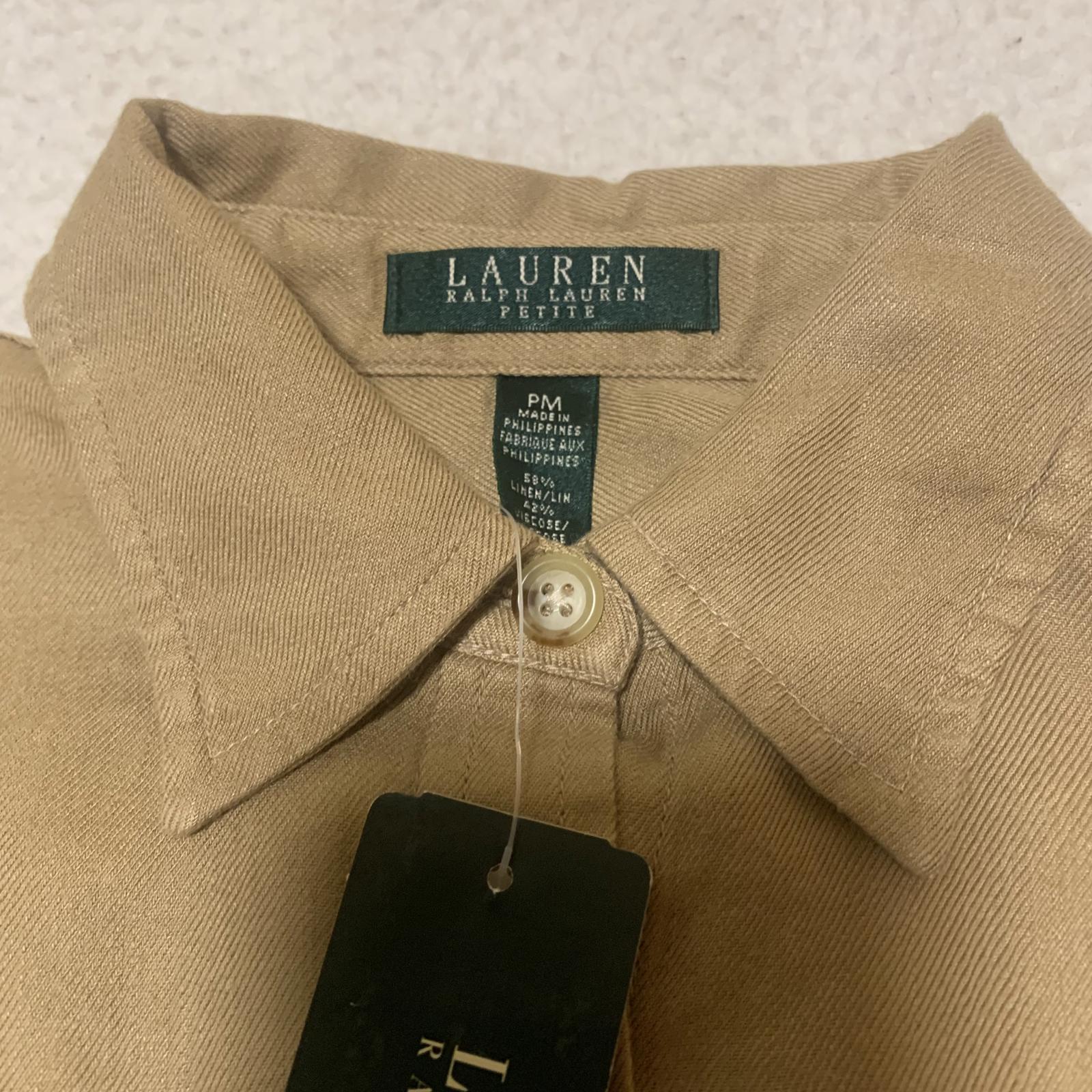 Lauren Ralph Lauren Petite Women's Size Petite Medium Tan Shirt Dress Belt