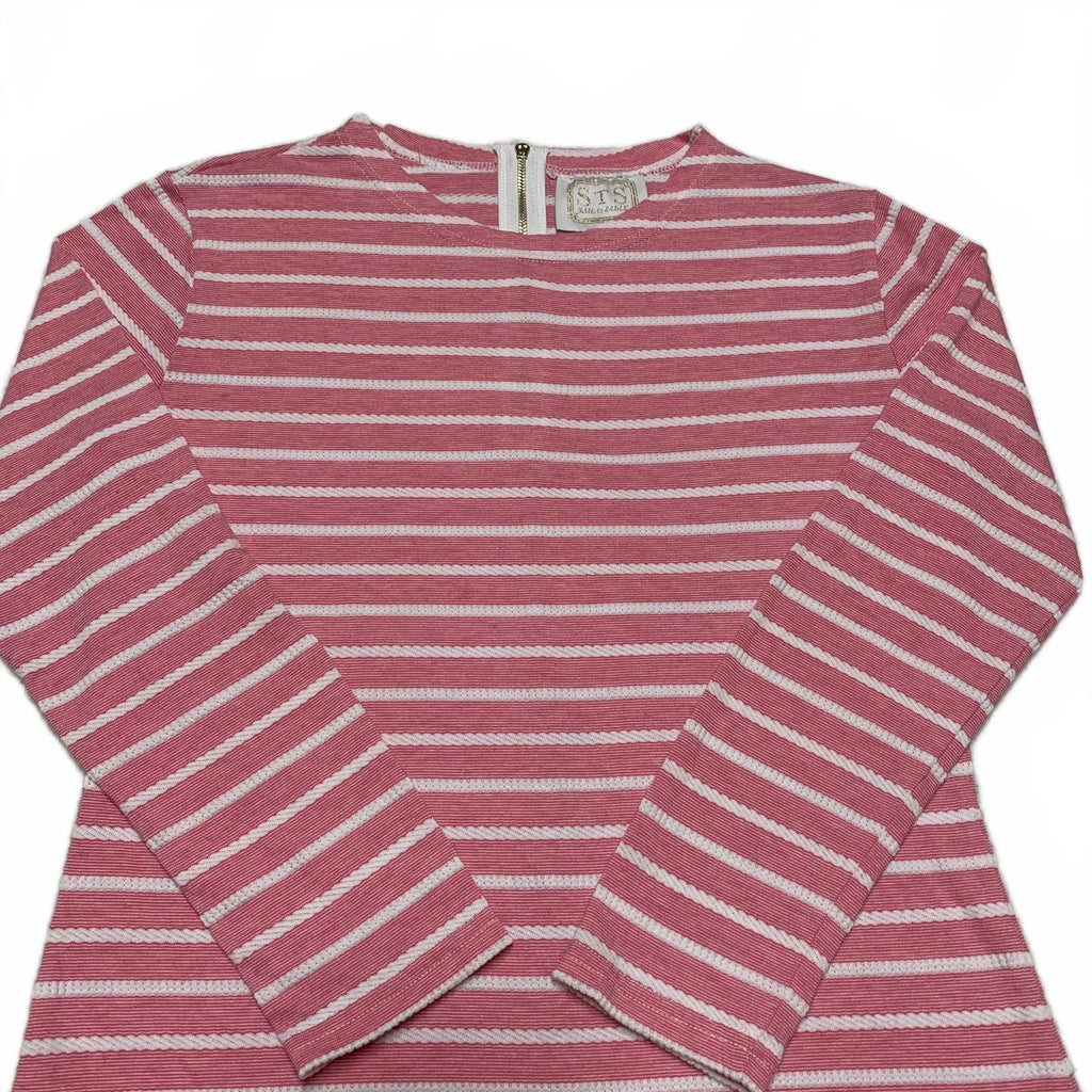 Sail to Sable Juniors Size X-Small Pink White Striped Long Sleeve Summer Dress