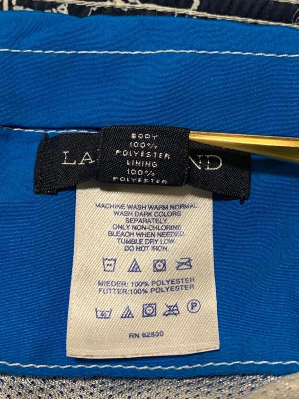 Lands End Men's Size L 36-38 Blue Swim Trunks Drawstring Waist