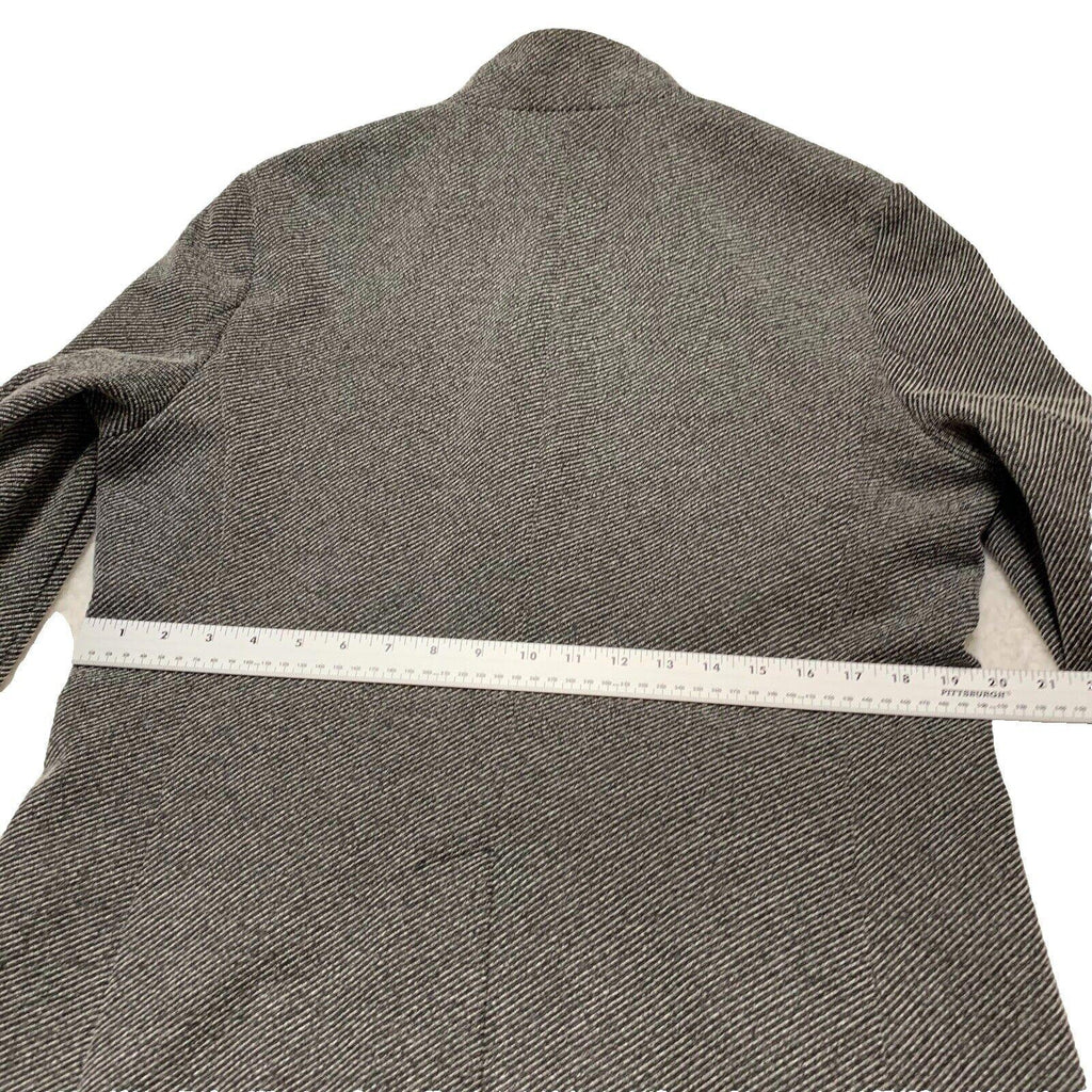Zara Man buckle High Collar  Coat Size 42 Herringbone Gray Made in Turkey
