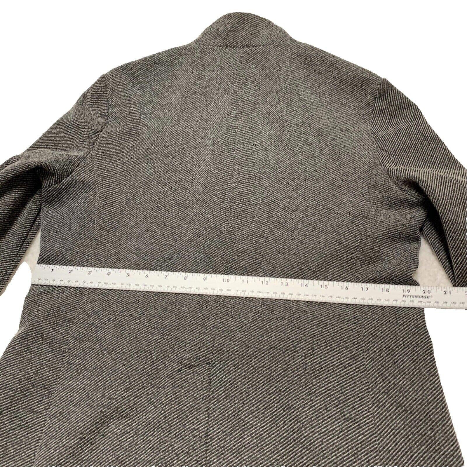 Zara Man buckle High Collar  Coat Size 42 Herringbone Gray Made in Turkey