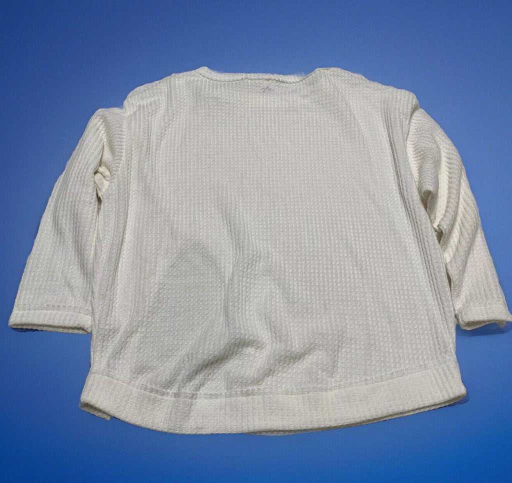 Out From Under UO Women XS  Ivory Oversized Waffle Knit Layering Top Slit