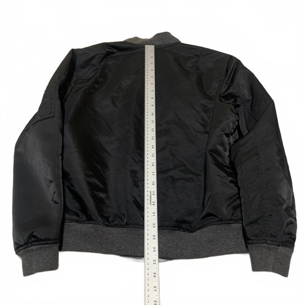 Vintage 90s Champion Co. Men's Size M Black Bomber Jacket Gray Ribbed Cuffs Hem
