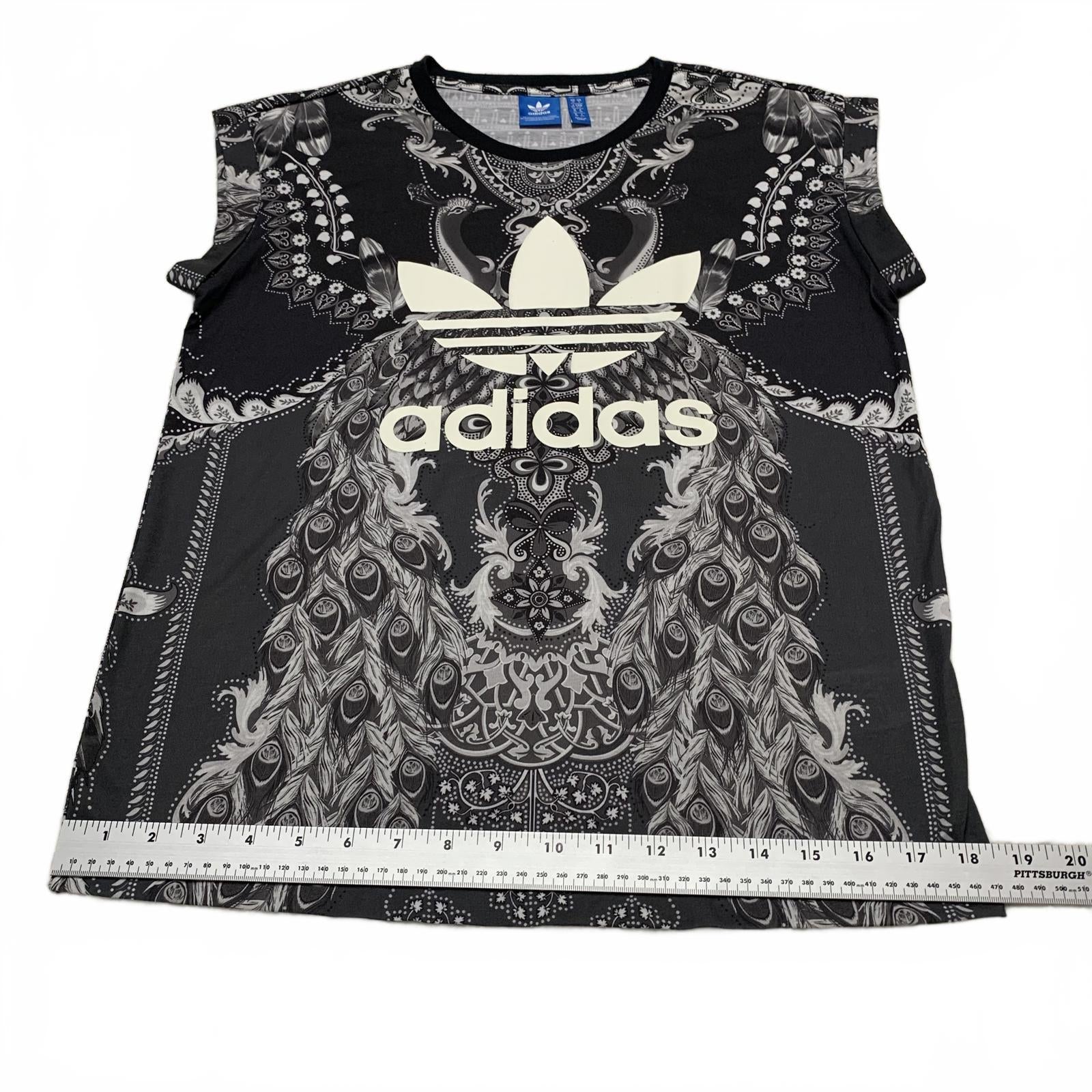 Adidas Sz S Black T Shirt  Paisley Feather Graphic Logo  Design