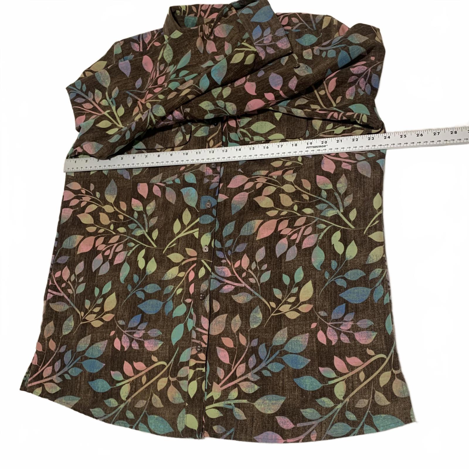 Denim & Company d&co Women's Size L Multicolor Leaf Print Shirt  Boho Fall Style