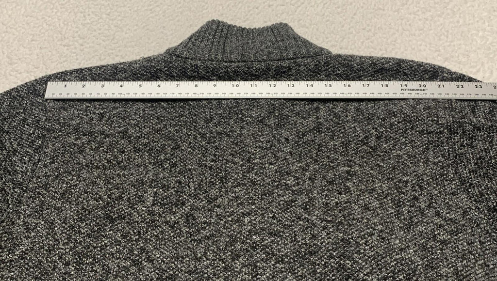 Alberto Cardinali Men's Cardigan XL Black Gray Full Zip Fleece Lined Elbow Patch