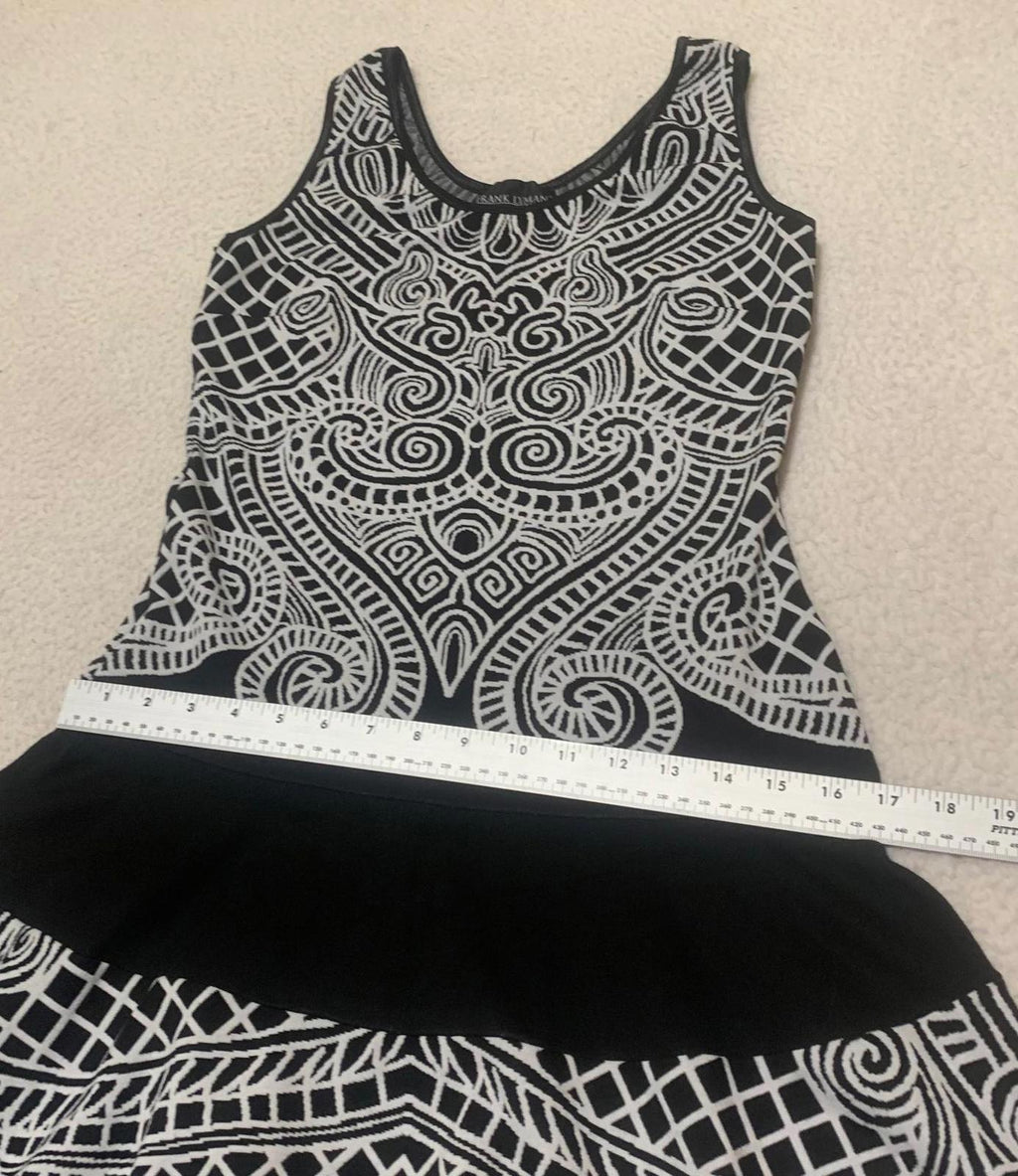 Frank Lyman Womens Size 8 Black White Patterned Sleeveless Dress