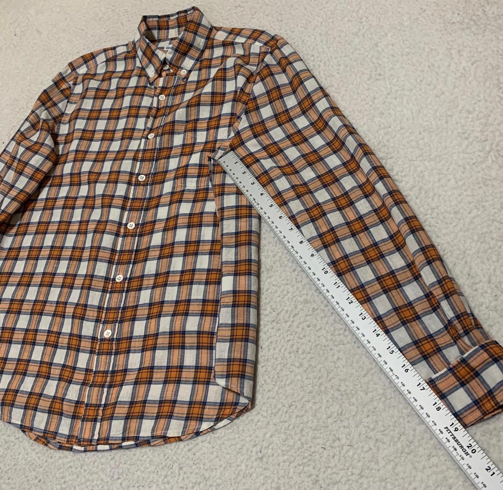 Steven Alan Men's Button-Down Shirt S Brown Orange Plaid USA