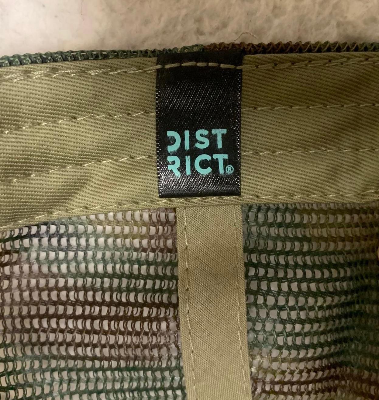 DISTRICT Street Team Studios Trucker Cap Hat Mens Green Camouphlage
