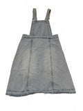 Zara Girls Size 13/14 Light Wash Distressed Denim Overall Skirt Frayed Hem