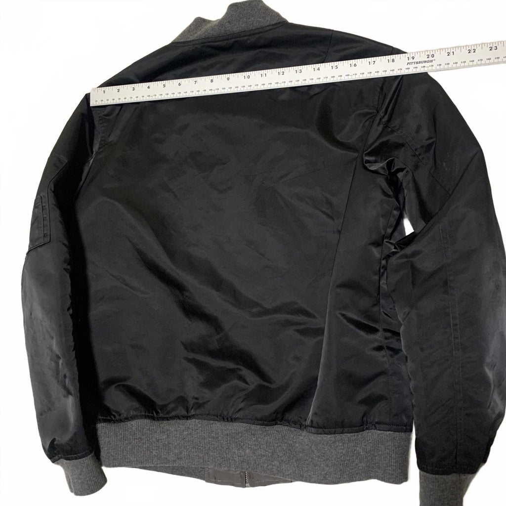 Vintage 90s Champion Co. Men's Size M Black Bomber Jacket Gray Ribbed Cuffs Hem