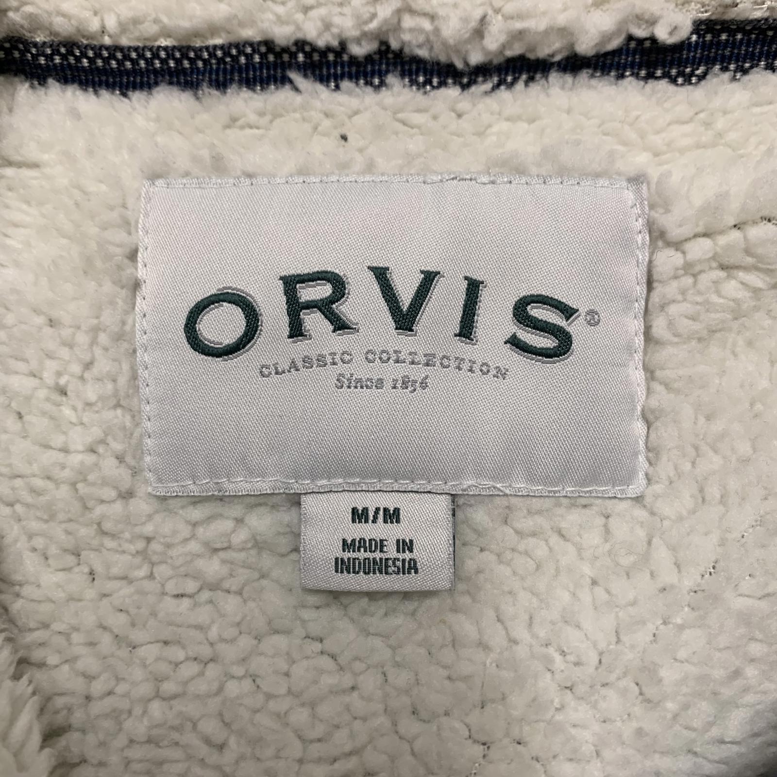 Orvis Men's Size Medium Navy Blue Fleece Jacket Sherpa Lining