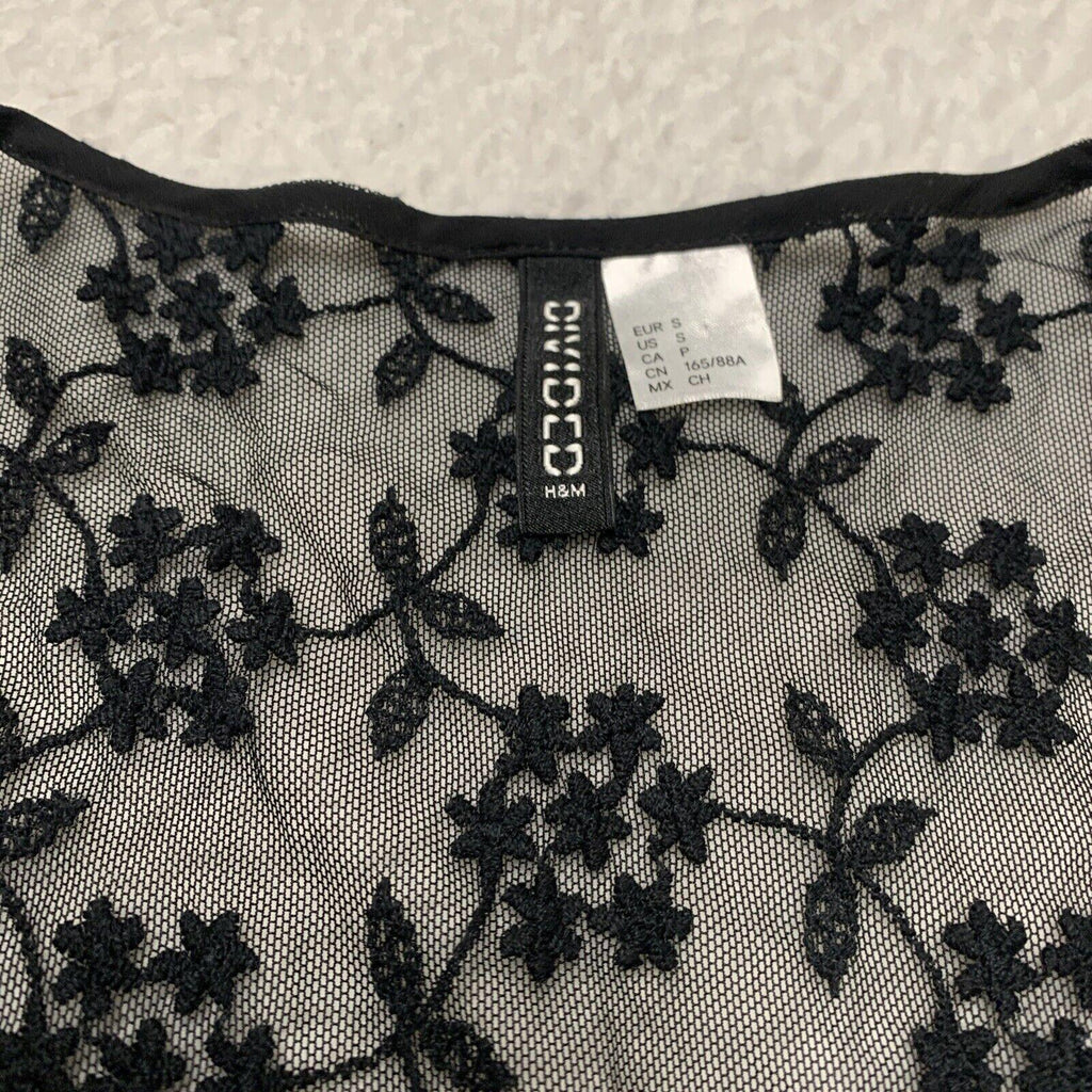 Divided H&M Women’s Size S Black Lace Fringe Shawl Ladies Scarf Boho Grunge