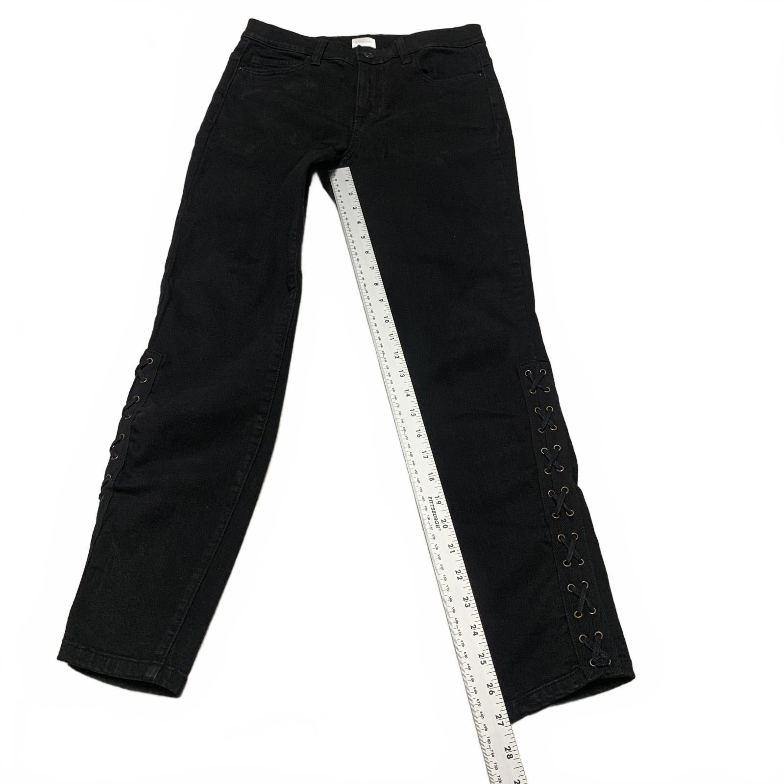 Sneak Peek Juniors Size 7 Black Wash Lace-Up Side Jeans 27.5 x 27