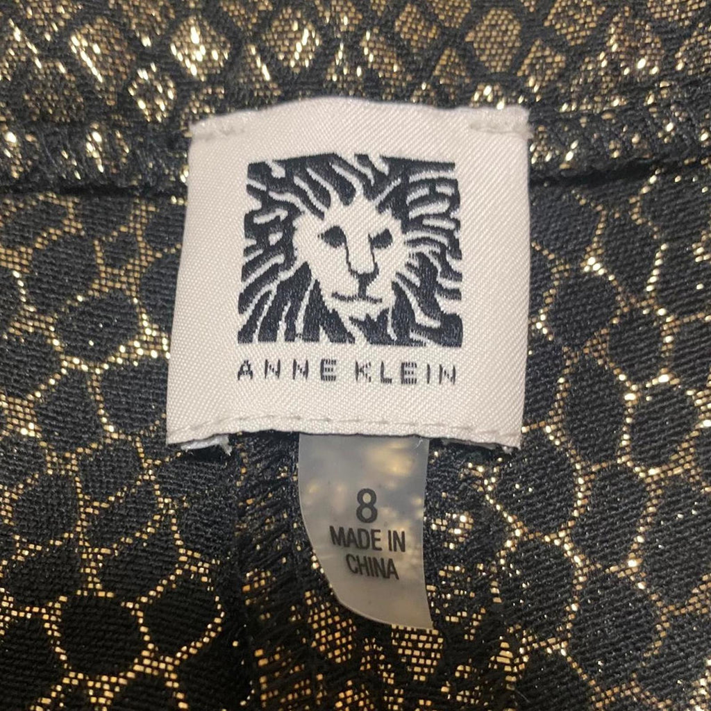 Anne Klein Womens Size 8 Metallic Gold Black Snake Skin Patterned Pants