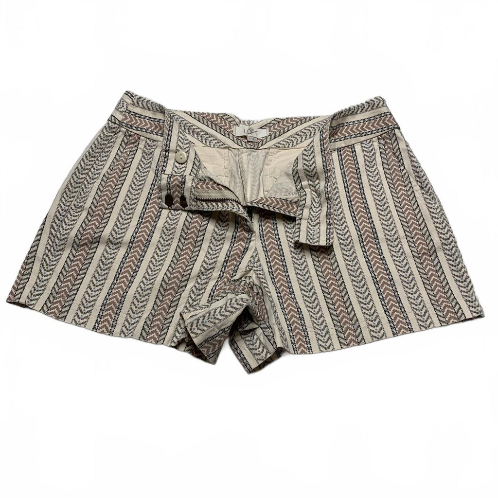 LOFT Women's Size 2 Neutral Beige Vertical Striped Shorts W 30.5 India